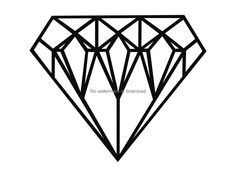 a black and white drawing of a diamond