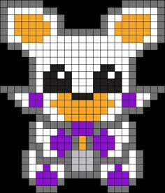 an image of a pixellated cat with purple and yellow colors