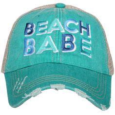 Katydid Beach Babe Women's Trucker Hats - Katydid.com Distressed Cap, Women Trucker, Trendy Beach, Embroidered Caps, Embroidered Hats, Beach Hat, Cool Hats, Beach Babe, 4k Hd