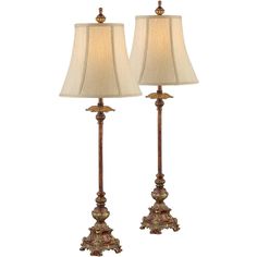 two lamps that are sitting next to each other