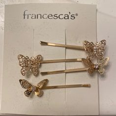 4 Gold Butterfly Clips Gold Butterfly Clips, Blue Flower Headband, Cheetah Hair, Accessories Butterfly, Rose Gold Butterfly, Gold Hair Clips, Bride Headband, Red Headband, Hair Accessories Pearl