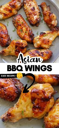 Asian BBQ Wings - Amazing chicken wings marinated with ginger, garlic, soy sauce and honey. Easy recipe you must try in summer! Bbq Wings Recipe, Asian Bbq, New Chicken Recipes, Chinese Chicken Recipes, Amazing Chicken, Bbq Wings, Rasa Malaysia, Favorite Recipes Chicken, Chicken Appetizers