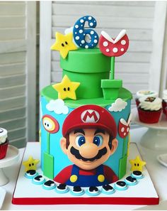 a birthday cake made to look like mario bros