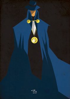 the batman movie poster is shown in black and blue with gold coins hanging from it's cape