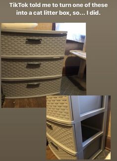 the bottom and bottom drawers are made from wicker