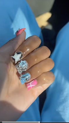 Short Junk Nail Designs, Short Junk Nails, Charm Nails, Overlay Nails, Hippie Nails, Drip Nails