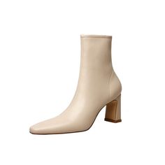 Vanessas Genuine Leather Thick Heel Shoes Winter Fashion Zipper Women Mid Calf Boots Thick Heel Shoes, Slip On Boots, Thick Heel, Womens Mid Calf Boots, Calf Boots, Thick Heels, Mid Calf Boots, Shoes Winter, Heel Shoes