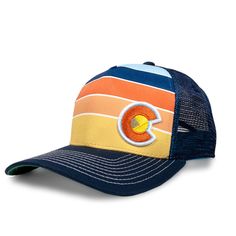 The Mirage trucker hat is the perfect hat for your outdoor adventures, whether you're spending the day hiking through the Indian Peaks Wilderness or just catching a session of yoga on the Rocks at Red Rocks Amphitheater in Morrison. It has just the right splash of color across the front, a navy bill and mesh back, and an adjustable snap back to get just the right fit. ------------------------------------------ SHAPE --- MidProfile BRIM --- Precurved CLOSURE --- Snapback BACK --- Mesh Back FIT & Multicolor Outdoor Hat, One Size Fits Most, Multicolor Trucker Snapback Hat, Multicolor 5-panel Trucker Hat For Summer, Novelty Multicolor Trucker Hat Snapback, Multicolor 5-panel Trucker Hat For Outdoor, Daughters Boyfriend, Red Rock Amphitheatre, Snap Backs, Red Rock