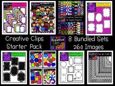 the creative clips starter pack includes 8 bundled sets, 20 frames, and 2 digital clippings