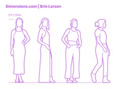 a line drawing of people standing in different positions, with the text dimensionss com brie