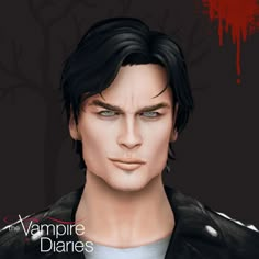 an image of a male vampire with blood on his face