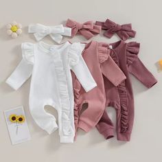 Dress your little one in style with this Newborn Infant Girls Solid Color Waffle Jumpsuit! This charming set includes a long-sleeved ruffle zipper romper and a matching headband. Designed with delicate lace details, it's perfect for keeping your baby comfortable and cute. Ideal for any occasion! 🎀💕

Get it here https://s.click.aliexpress.com/e/_Dn0yf8j @ $3.00. 

This is an Affiliated Pin. Cute Baby Clothes Newborn, Cute Newborn Outfits, Newborn Baby Items, Baby Ruffle Romper, Newborn Baby Girl Clothes, Baby Clothes Newborn, Jumpsuit Fall, Zipper Jumpsuit