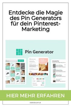 Entdecke die Vorteile des Pin Generators für Pinterest-Marketing. Pinterest Profile, Pinterest Marketing, Things To Come, Tools, Marketing