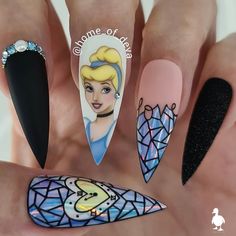 Beautiful Princess Cinderella nails by Ugly Duckling Family Member @home_of_deva 😍 Ugly Duckling Nails is dedicated to keeping love, support, and positivity flowing in our industry ❤️ Cinderella Nails, Disney Nail Art, Disney Nails