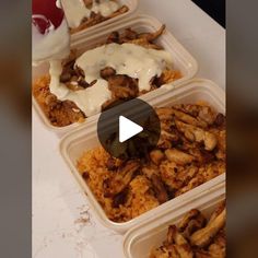 three plastic containers filled with food on top of a table