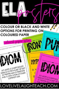 four different types of black and white paper with the text ela mystery on them