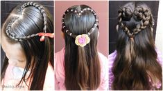 Heart Hairstyles, Heart Hairstyle, Half French Braids, Selena Quintanilla Birthday, Heart Hair, Girls Braids, Kids Styles