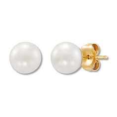 Cultured Pearl Stud Earrings 10K Yellow Gold 7 x 7.5mm|Kay Mens Diamond Stud Earrings, Jewelry Advice, Classic Earrings, Pearl Set, Pearl Types, Rose Gold Jewelry, Freshwater Cultured Pearls, White Earrings, Accessories Jewelry Earrings