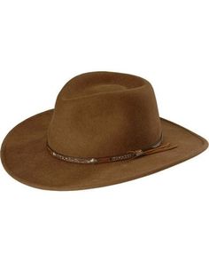 Stetson Mountain Sky Crushable Wool Hat, Acorn Brown Leather Hat, Silly Hats, Mountain Sky, Stetson Hat, Felt Cowboy Hats, Outdoor Hats, Justin Boots, Western Hats, Leather Hats