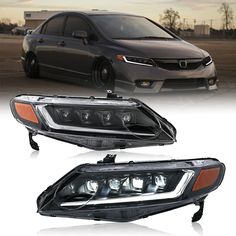 4 Lens Full LED Headlights Fit For Honda Civic 2006-2011 Head Lamp Assembly Pair Features:        1. One pair: Left + Right head lights         2. Bulbs: All bulbs are built-in LED, no extra bulbs needed        3. Function: DRL(White)+Turn Signal(Yellow)+High Beam(White)+Low Beam(White) lights           4. Easy installation: plug and play,same as original one to install        5.Assembly: all parts are included in the package,no need to buy extra bulbs or harness Fitment Fits For Honda Civic 200 Honda Civic 2009, 2006 Honda Civic, Honda Civic Car, 2008 Honda Civic, Civic Car, Honda Civic 2012, Us Pictures, Civic Lx, Honda Civic Si