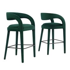 two green chairs sitting next to each other