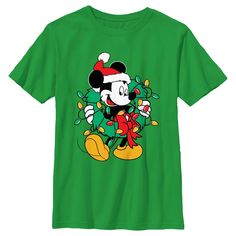 Who knew that dressing "mousey" could be so cute!? Celebrate Walt Disney's most iconic character this holiday season with this officially licensed Mickey Mouse & Friends Santa Christmas Wreath Boys' Graphic T-Shirt! This tee features Mickey Mouse in a Santa hat and a Christmas wreath with lights around his neck, perfect for your next Christmas trip to Disneyland! Dress in style this holiday season with a new graphic tee today that is perfect for Disney fans! Christmas Wreath With Lights, Disneyland Dress, Wreath With Lights, Christmas Wreaths With Lights, Boys Graphic Tee, Sleeve Packaging, Christmas Travel, Graphic Tee Design, Mickey Mouse And Friends