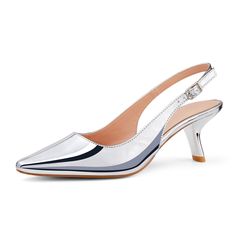 PRICES MAY VARY. Elegant Slingback Pumps: This 2.3 inches kitten heels won't stress the balls of your feet and provide you with maximum comfort and stability. The heel with special design are very elegant and good-looking. Comfortable Low Heels: Crafted from soft PU fabric, these dress shoes for women offer a comfortable fit without causing any discomfort or rubbing. Smooth upper and soft lining provide better experience in daily wearing. The sweat-proof and breathable material keeps your feet c Luxury Low Heel Slingback Pumps For Gala, Luxury Kitten Heels With Reinforced Heel For Office, Luxury Flat Heel Kitten Heels For Office, Luxury Low Heel Slingback Pumps For Wedding, Cheap High Heel Slingback Pumps For Formal Occasions, Luxury Flat Heel Slingback Pumps For Formal Occasions, Cheap Pointed Toe Slingback Pumps For Party, Cheap Synthetic Slingback Pumps With Pointed Toe, Cheap Slingback Pumps With Low Heel