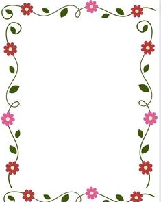 a square frame with pink flowers and green leaves on the edges, in front of a white background