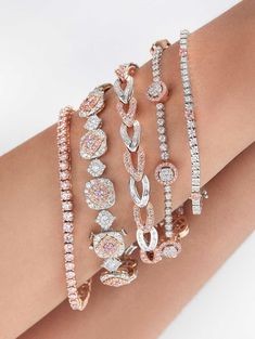 Halo Bracelet, Pink Diamond Jewelry, Argyle Pink Diamonds, Diamond Bracelet Design, Station Bracelet, Diamond Jewelry Designs, Fancy Jewellery, Fancy Diamonds, Fancy Jewelry