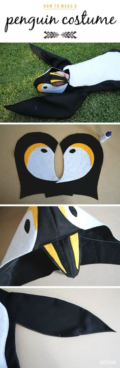 the penguin costume is being made with felt