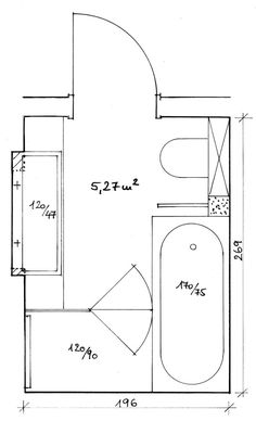 a bathroom floor plan with measurements for the toilet and sink