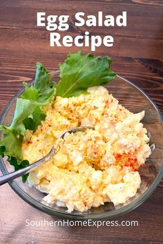 an egg salad with lettuce in a glass bowl