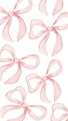 some pink bows are shown on a white background, and one is drawn in pencil