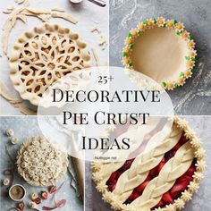 five decorative pie crust ideas with text overlay