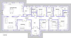 the floor plan for an office building with four rooms and three bathrooms, including one bedroom