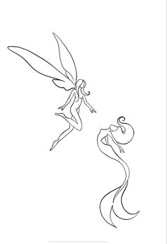 the tinkerbell fairy coloring page is shown in black and white, with an outline of