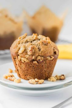 a close up of a muffin on a plate