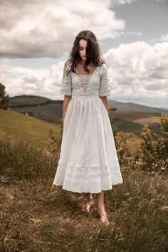 Cottagecore Dress Wedding Dress Vintage Style Edwardian - Etsy Elegant White Medieval Dress With Historical Design, Victorian Dress For Garden Party, Elegant White Prairie Dress With Fitted Bodice, Cottagecore Wedding Dress With Fitted Bodice, Victorian Wedding Dress With Empire Waist, Victorian Wedding Dress With Empire Waist And Historical Design, White Victorian Empire Waist Dress, Fitted Victorian Prairie Dress For Wedding, Regency Prairie Dress With Empire Waist For Wedding