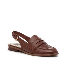 Dolce Vita-Howell Loafer Put a spin on a classic with the Howell loafer from Dolce Vita. This penny loafer-inspired pair sports a slingback mule look for a bold and trendy addition to your working wardrobe. Brown Slip-ons With Removable Insole For Spring, Brown Slip-ons For Spring Office Wear, Brown Slip-ons For Office In Spring, Brown Spring Slip-ons For Office, Brown Spring Office Slip-ons, Brown Loafers With Cushioned Footbed For Spring, Casual Slingback Flats For Workwear, Classic Brown Flats For Spring, Classic Brown Spring Flats