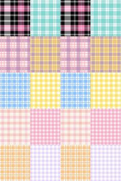 the different plaid patterns are shown in various colors and sizes, including pink, blue, yellow