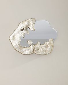 a mirror that has some kind of animal on it's face in the shape of a cloud