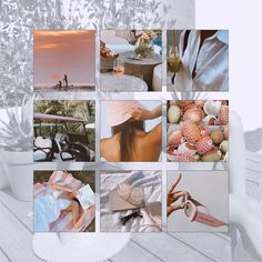 Mood board vision board peach tones earthy tones summer lifestyle aesthetic with beach swimming tanning girls fruit plants summer Design Typography, Font Design, Summer Instagram, Design Website, Instagram Editing, Instagram Theme