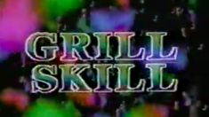 the words grill skill are displayed in front of blurry colors and black, green, purple, and blue