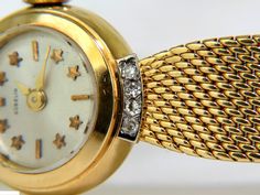 "Estate Fine Gubelin Winder watch Small & petite 14mm wide 6.5 Inch long Classic Mesh feel on wristband 25 grams ++Condition++ watch shows some gold discolor on side of face at 2pm We can polish this out on buyers request at no additional costs. marked \"750\" on band. NO BOX / NO PAPERS" Ladies Gold Watch, Side Of Face, Gold Watches Women, Fancy Yellow Diamond, Ruby Diamond Rings, Citrine Ring, Natural Aquamarine