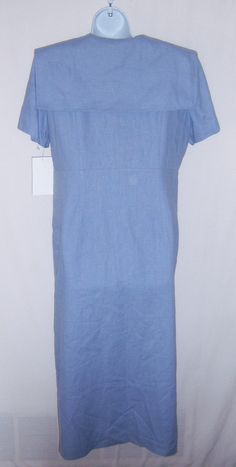 "Vintage Positive Attitude light cornflower blue long maxi sailor linen blend dress with pin tuck pleats. Deadstock. Never worn. Original tag still attached. Women's size 12 or 14 or LARGE. Measurements: bust-44\", waist-36\", hips-4\", length-51\". Button front closure. Lined. 55% linen, 45% rayon. Classic sailor dress silhouette." Light Cornflower Blue, Dirndl Skirt, Sailor Dress, Cardigan Sweater Jacket, Dress 12, Silk Jacket, Cotton Cardigan, Dress Silhouette, Cornflower Blue