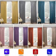 curtains with different colors and designs on them