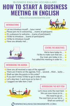 an info sheet describing how to start a business meeting in english with examples and tips