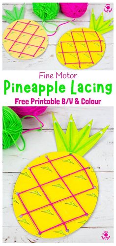 the pineapple lacing is made out of construction paper and colored with pink thread