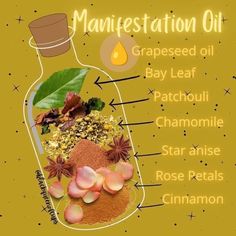 Manifestation Oil Recipe, Money Powder, Prosperity Spell Jar Ingredients, Lemon Oil Magical Properties, Herbs For Money Spell Jar, Success Oil Recipe Witchcraft, Attraction Oil Recipe Hoodoo, Hoodoo Oils, Magick Oil