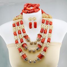 Traditional Red Coral Beaded Necklaces For Wedding, Red Coral Round Beads For Jewelry Making, Elegant Red Coral Round Bead Jewelry, Colorful Round Beads Jewelry For Traditional Ceremonies, Elegant Red Coral Jewelry With Gemstone Beads, Red Coral Jewelry With Large Round Beads, Red Coral Jewelry With Large Beads, Oval Beads Red Coral Jewelry Gift, Red Coral Oval Bead Jewelry As Gift